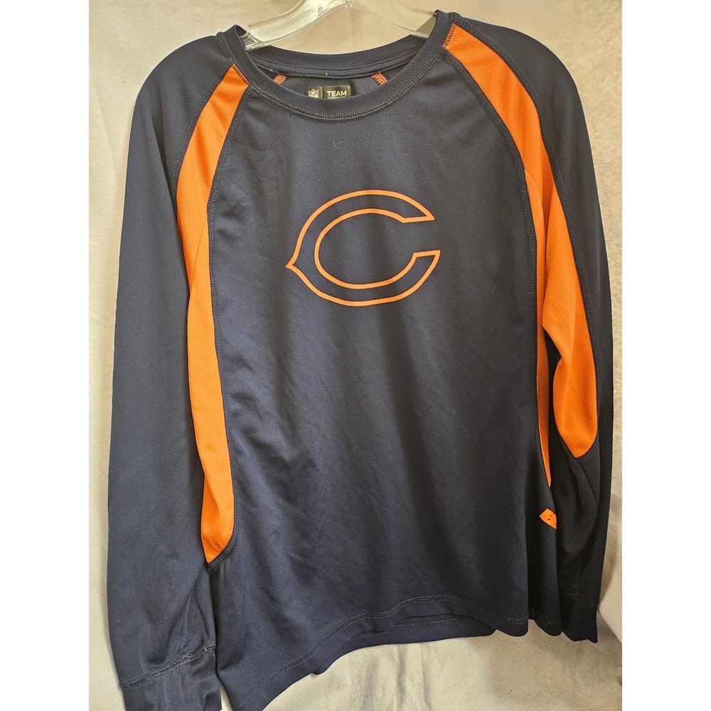 NFL Team Apparel Chicago Bears Mens Large Long Sleeve Performance Shirt Navy